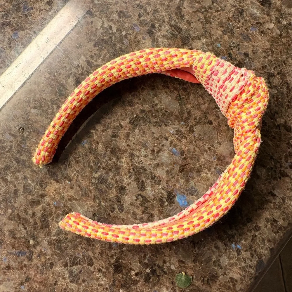 Anthropologie Pink Orange Yellow Woven Spring Knotted Headband